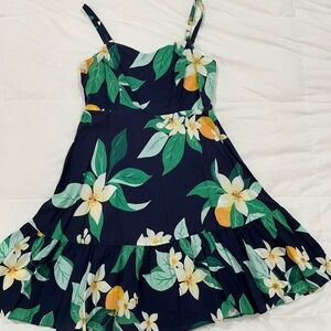 Old Navy Cami dress. Navy with orange blossom print